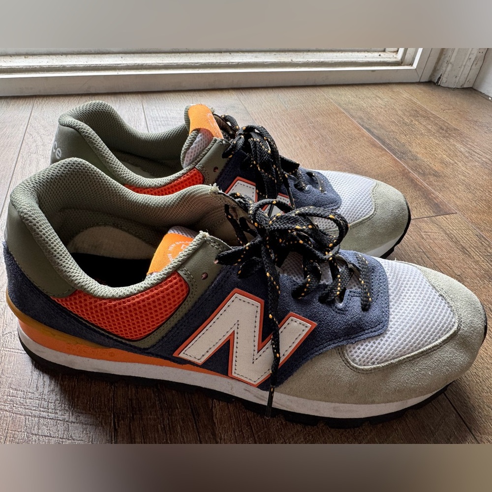 New Balance 574 Rugged Olive/Blue Men's Shoes, Green/Blue, Size: 12, Suede